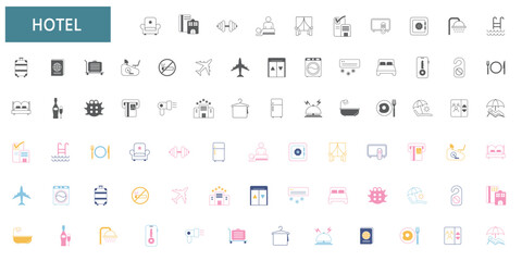 Collection of hotel and travel icon illustrations