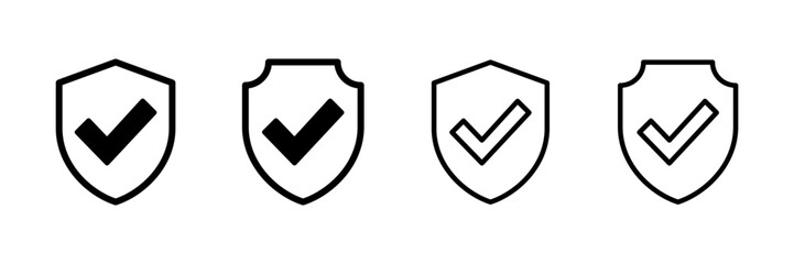 Shield check mark icon vector isolated on white background. Protection approve sign. Safe icon vector