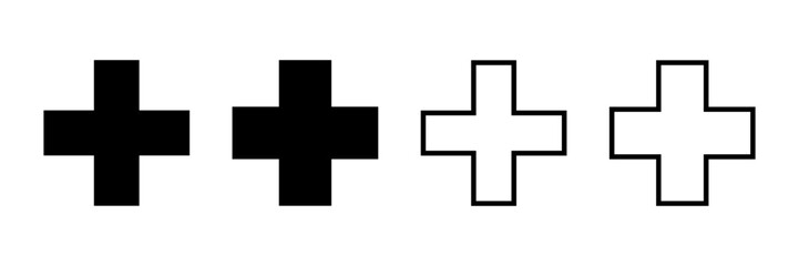 Plus Icon vector isolated on white background. Add plus icon. Addition sign. Medical Plus icon