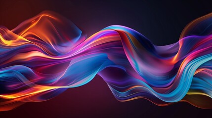 Obraz premium Vivid Abstract Colorful Wave Illustration - Modern Digital Art with Flowing Gradient Lines