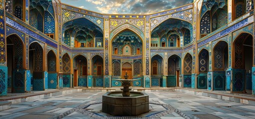 Obraz premium Ancient Persian style building design, door pillars with beautiful classical decoration