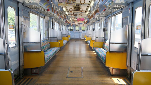 Fujikawaguchiko, Japan May 2 2024: train with Thomas and Friends theme is running in Fujikawaguchiko