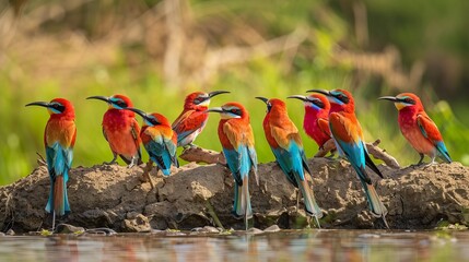 A cute red bird is sitting on a tree branch