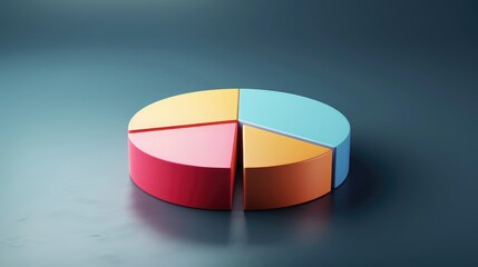 A financial pie chart with one segment separated, symbolizing profit allocation and analysis
