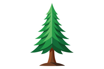 Obraz premium Pine tree Isolated flat vector illustration 