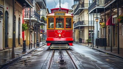 Red Street Car in New Orleans