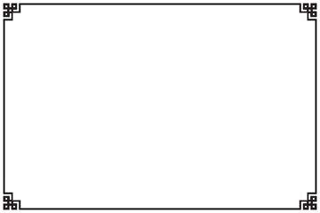 Elements of chinese style frames border. Black on white classic oriental motifs. Design print for greeting cards, wedding invitations, restaurant menu, royal certificates. Set 86