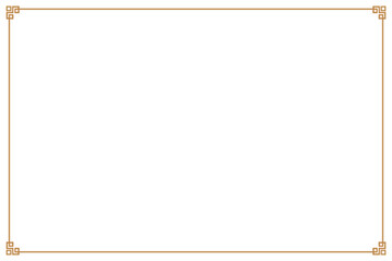 Elements of chinese style frames border. Gold on white classic oriental motifs. Design print for greeting cards, wedding invitations, restaurant menu, royal certificates. Set 89