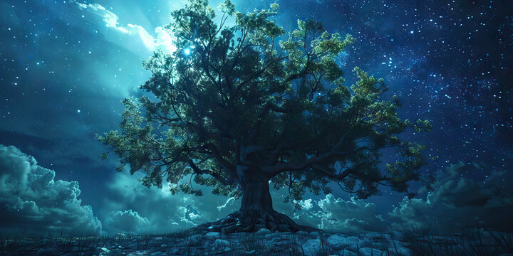 Resilience (Dark Blue): A sturdy oak tree, symbolizing strength and endurance