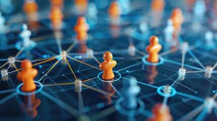 Abstract network connections on a screen, symbolizing business communication.