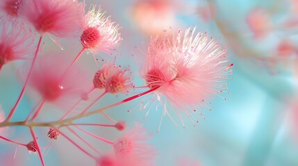 Close up of a pink persian silk tree or mimosa tree flower. 