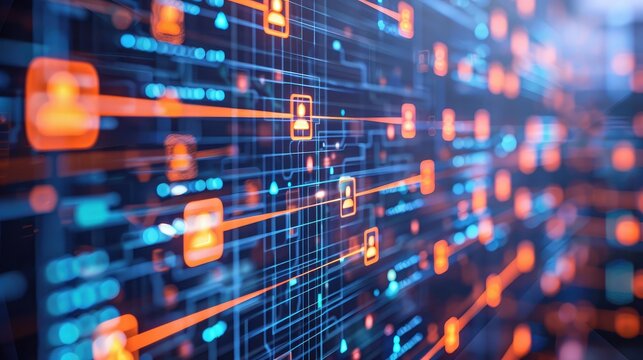 Abstract network connections on a screen, symbolizing business communication.