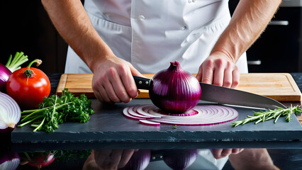 chef cutting vegetables