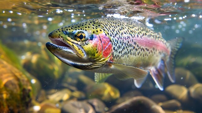 Rainbow Trout Swimming Underwater