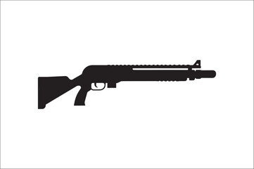 Shotgun Silhouette Illustration. Black Shotgun vector illustration on white background.