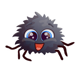 Happy cartoon spider. Smiling anthropomorphic face. Vector illustration.