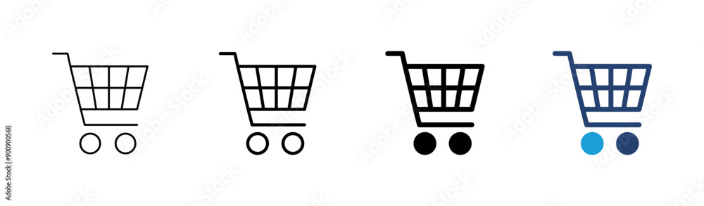 Wall mural Shopping icon set. Shopping cart icon. Trolley icon vector