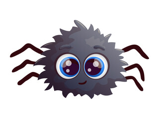 Cute cartoon spider. Smiling anthropomorphic face. Vector illustration.