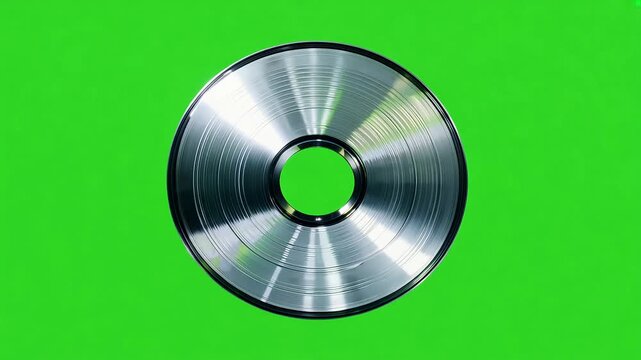Shiny Compact Disc on green screen background with Ai generated.