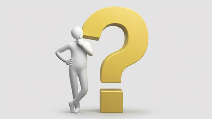 Abstract Figure with Yellow Question Mark with Copy-Space