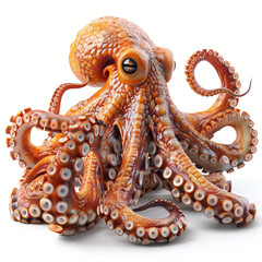 Obraz premium Mystical 3D Octopus Icon: Detailed Full Body Vector on White