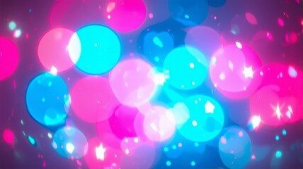 Vibrant Colorful Bokeh Lights with Sparkles and Stars Illustration for Festive Backgrounds and Celebrations
