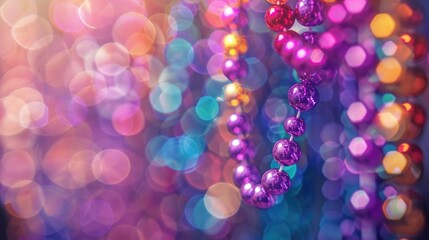 A bunch of colorful beads hanging from a string