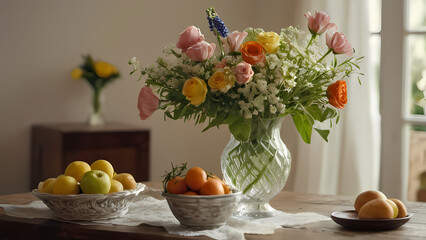 Realistic Of A Beautiful Flower Vase On The Table