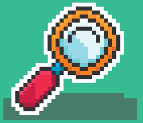 Zoom magnifying glass, pixel art, pixel art Magnifying Magnifier icon, editable pixel vector..eps