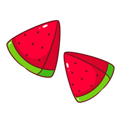 Slice Watermelon Floating Cartoon Vector. Fruit Summer Concept Design Illustration. Hand Drawn Style. Isolated White background.