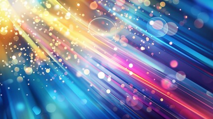Vibrant Abstract Light Trails with Bokeh Effect - Energetic Multicolor Illustration for Celebration, Marketing, and Design