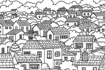 Obraz premium City landscape coloring page