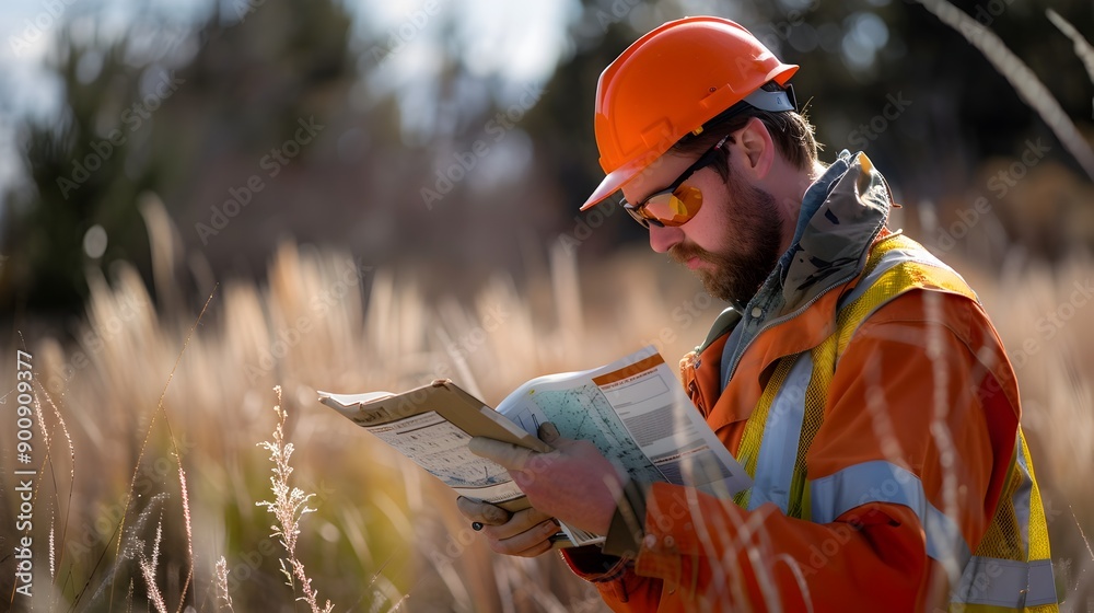Poster Engineer Conducting Field Work for Data Collection and Analysis