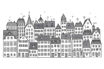 Obraz premium City landscape coloring page