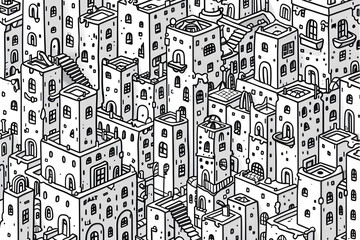 Fototapeta premium City landscape coloring page