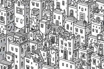 City landscape coloring page