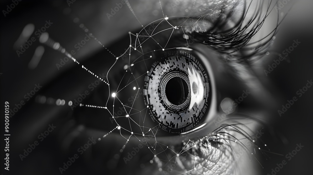 Leinwandbilder eye and biometric patterns emphasizing security identification technology