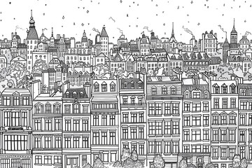 City landscape coloring page