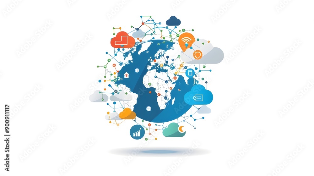 Poster Global Cloud Computing Network Connecting the World Through Digital Innovations