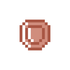 ドットで描かれたブロンズ色の盾イラスト