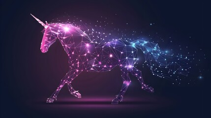 A Digital Unicorn Depicted with Interconnected Points of Light