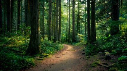 Obraz premium Douglas fir tree in Cathedral Grove, MacMillan Provincial Park, Vancouver island, British Columbia, Canada. 