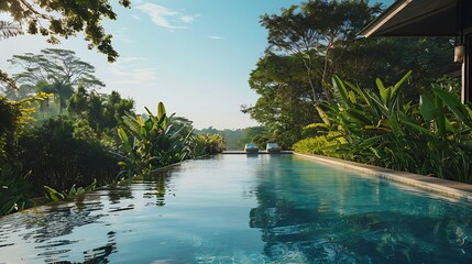 Tranquil Infinity Pool Surrounded by Lush Greenery