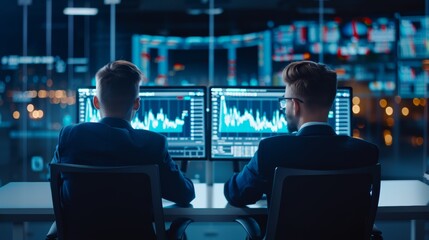 Traders Analyzing Financial Data on Multiple Screens