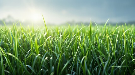 Fototapeta premium Close-Up of Fresh Green Grass in Sunlight