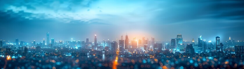 Obraz premium Vibrant Modern Cityscape at Dusk