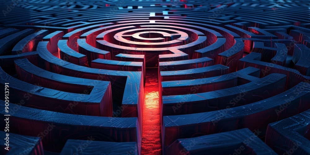 Poster A maze with a clear path highlighted, symbolizing strategic navigation and problem-solving skills