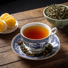 Realistic Of A Cup Of Tea on the table