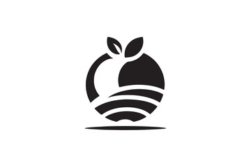 create a apple logo silhouette vector with white background.