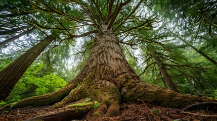 Fototapeta premium Douglas fir tree in Cathedral Grove, MacMillan Provincial Park, Vancouver island, British Columbia, Canada. 